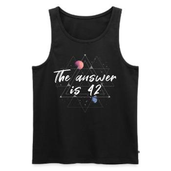 the answer is 42 - Männer Premium Bio Tank Top - Schwarz - Vorne - Michal (187cm)