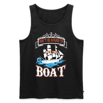 Bateau disant peur des vagues - Débardeur bio Premium Homme - noir - Devant - AI Model Male 178 light (178cm)