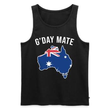 G day mate Australia - Men's Premium Organic Tank Top - black - Front - AI Model Male 178 light (178cm)