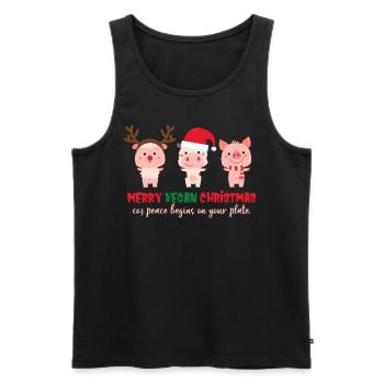 Merry Vegan Christmas Coz Peace Begins On Your - Männer Premium Bio Tank Top - Schwarz - Vorne - Michal (187cm)