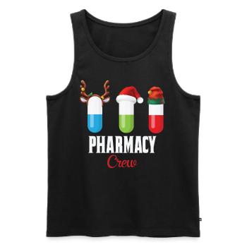 Cadeau de Noël drôle d'équipage de pharmacie pour pharmacien - Débardeur bio Premium Homme - noir - Devant - AI Model Male 178 light (178cm)