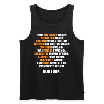 Jesus Protected Women Empowered Women Honored - Männer Premium Bio Tank Top - Schwarz - Vorne - AI Model Male 178 light (178cm)