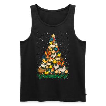 T-shirt drôle de poulet de pin de poulets de Noël - Débardeur bio Premium Homme - noir - Devant - AI Model Male 178 light (178cm)