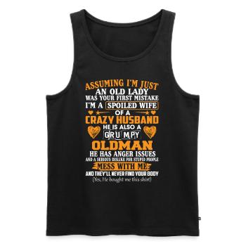 Je suis une femme gâtée d'un mari fou T-shirt - Débardeur bio Premium Homme - noir - Devant - Michal (187cm)