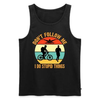 Ne me suivez pas, je fais des choses stupides T-shirt vintage - Débardeur bio Premium Homme - noir - Devant - Michal (187cm)