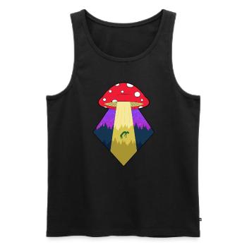 Amanita Muscaria Magic Mushroom Alien Abduction - Men's Premium Organic Tank Top - black - Front - AI Model Male 178 light (178cm)