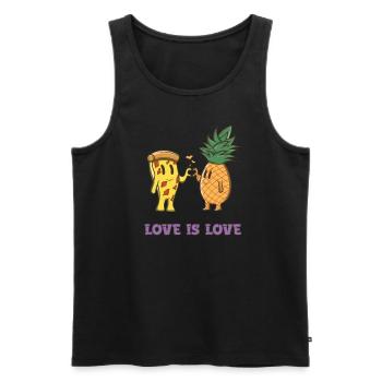 Love Is Love - Hawaiian Pizza Love - Pineapple Pizza - Men's Premium Organic Tank Top - black - Front - AI Model Male 178 light (178cm)