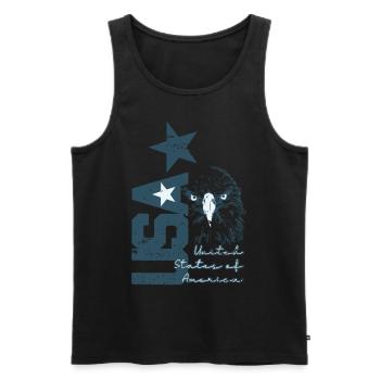 USA - Männer Premium Bio Tank Top - Schwarz - Vorne - Michal (187cm)