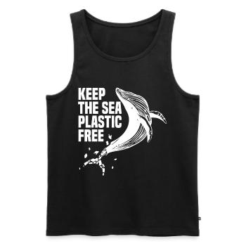 the sea plastic free Protection de l’environnement Durabilité - Débardeur bio Premium Homme - noir - Devant - AI Model Male 178 light (178cm)