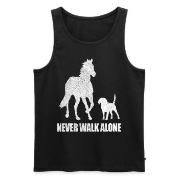 Horse and Dog Never Walk Alone Horse Riding Gift - Männer Premium Bio Tank Top - Schwarz - Vorne - Michal (187cm)