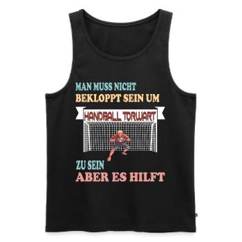 Handball Torwart - Lustiger Spruch - Männer Premium Bio Tank Top - Schwarz - Vorne - AI Model Male 178 light (178cm)