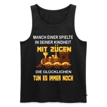 Modelleisenbahner- Opa Modelleisenbahn - Männer Premium Bio Tank Top - Schwarz - Vorne - AI Model Male 178 light (178cm)