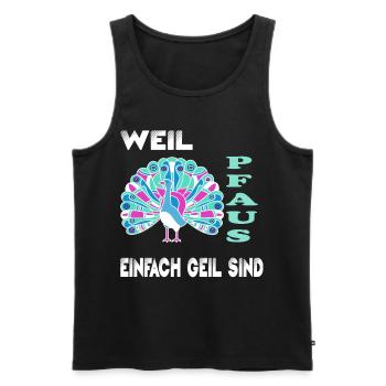 Pfau Pfaus Pfauen - Männer Premium Bio Tank Top - Schwarz - Vorne - Michal (187cm)