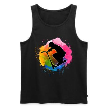 Bunt Aquarell Stuntscooter Stunt Roller - Männer Premium Bio Tank Top - Schwarz - Vorne - AI Model Male 178 light (178cm)