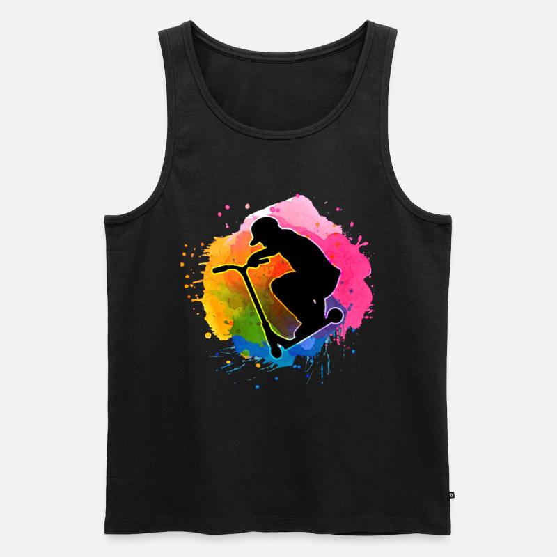 Bunt Aquarell Stuntscooter Stunt Roller - Männer Premium Bio Tank Top - undefined