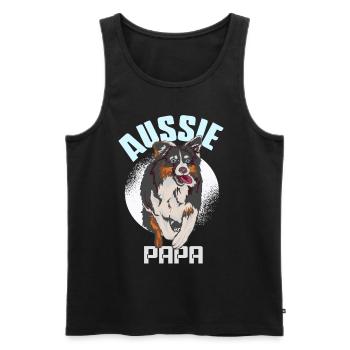 Aussie Papa Australian Shepherd Geschenk - Männer Premium Bio Tank Top - Schwarz - Vorne - Michal (187cm)