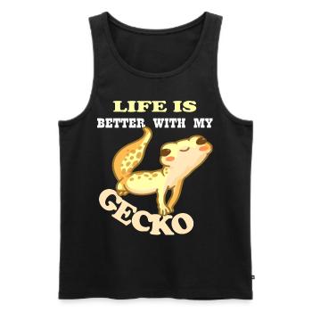 Gecko - life is better with my gecko - Men's Premium Organic Tank Top - black - Front - AI Model Male 178 light (178cm)