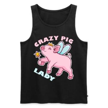 Crazy Pig Lady Rosa Schweinchen geschenk - Männer Premium Bio Tank Top - Schwarz - Vorne - AI Model Male 178 light (178cm)