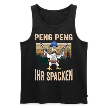 Moinsen Moin Peng Peng ihr Spacken Moin Möwe Digga - Männer Premium Bio Tank Top - Schwarz - Vorne - Michal (187cm)