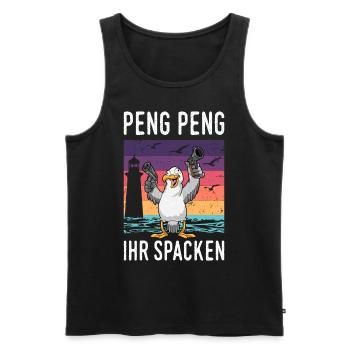 Moin Lübeck Moin Oldenburg Moin Hamburg Rostock - Männer Premium Bio Tank Top - Schwarz - Vorne - Michal (187cm)