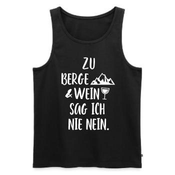 Zu Berge und Wein sag ich nie nein Camping Vino - Männer Premium Bio Tank Top - Schwarz - Vorne - Michal (187cm)