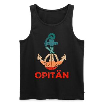 Opa Kapitän Motorboot Segeln Segelboot Retro - Männer Premium Bio Tank Top - Schwarz - Vorne - Michal (187cm)