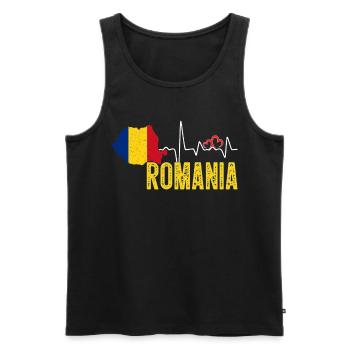 Romania Flag Map Heartbeat for Romanian Pride - Débardeur bio Premium Homme - noir - Devant - Michal (187cm)