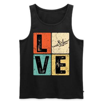 Vintage Love Airplane for Airplane Airline Pilot - Men's Premium Organic Tank Top - black - Front - Michal (187cm)