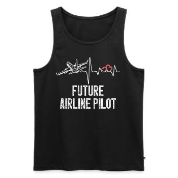 Futur pilote de ligne Heartbeat Airplane - Débardeur bio Premium Homme - noir - Devant - AI Model Male 178 light (178cm)