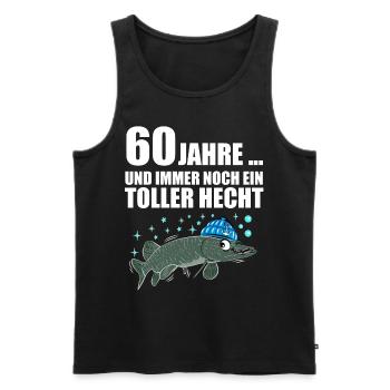 Anglergeschenk zum 60 Geburtstag 60 Ehrentag - Männer Premium Bio Tank Top - Schwarz - Vorne - AI Model Male 178 light (178cm)