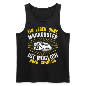 Hobbygärtner Rasenroboter Rasenmähroboter Humor - Männer Premium Bio Tank Top - Schwarz - Vorne - Michal (187cm)