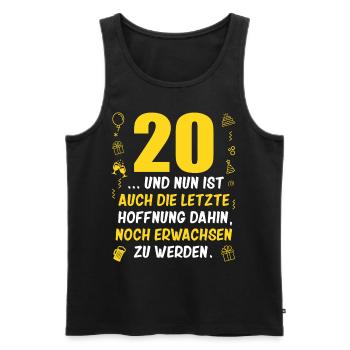 20. Geburtstag Mann 20.Ehrentag 20. Jubiläum Fun - Männer Premium Bio Tank Top - Schwarz - Vorne - Michal (187cm)