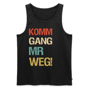 Schwabischer Spruch im Retro Farbdesign - Männer Premium Bio Tank Top - Schwarz - Vorne - Michal (187cm)