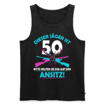 Jagdgeschenke zum 50. Geburtstag für Jäger lustig - Männer Premium Bio Tank Top - Schwarz - Vorne - Michal (187cm)