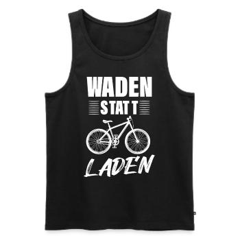 Waden Statt Laden, Anti E-Bike - Männer Premium Bio Tank Top - Schwarz - Vorne - Michal (187cm)