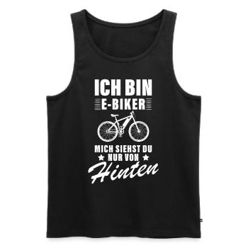 Ich bin E-Biker mich siehst du nur von hinten - Männer Premium Bio Tank Top - Schwarz - Vorne - Michal (187cm)