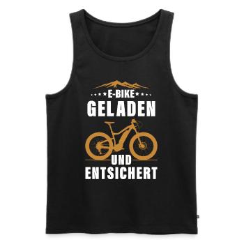 E MTB Geladen Und Entsichert E-Bike - Männer Premium Bio Tank Top - Schwarz - Vorne - AI Model Male 178 light (178cm)