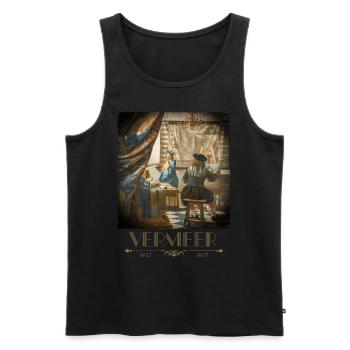 Jan Vermeer Die Malkunst Gemälde Coole Kunst - Männer Premium Bio Tank Top - Schwarz - Vorne - Michal (187cm)