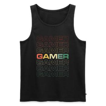 Gamer, Gamer, Gamer - Männer Premium Bio Tank Top - Schwarz - Vorne - AI Model Male 178 light (178cm)