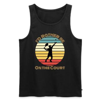 On the court | Tennis - Männer Premium Bio Tank Top - Schwarz - Vorne - AI Model Male 178 light (178cm)