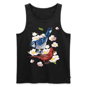 The Northern Cardinal and the Blue Jay - Men's Premium Organic Tank Top - black - Front - AI Model Male 178 light (178cm)
