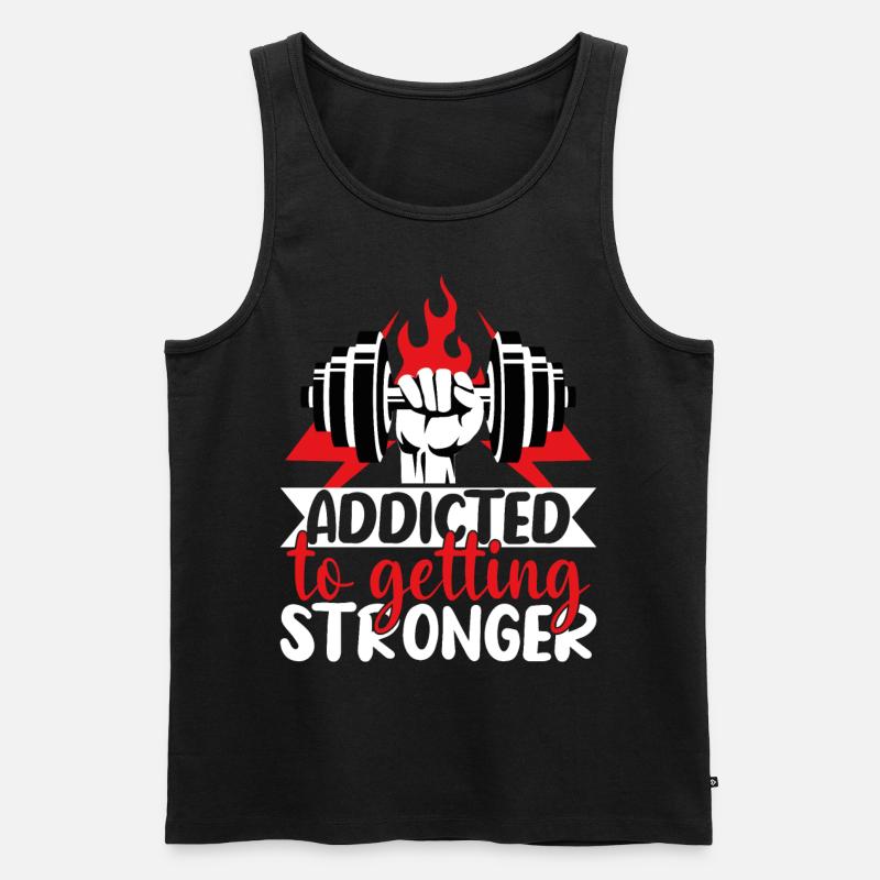 Addicted to getting stronger - Männer Premium Bio Tank Top - Schwarz