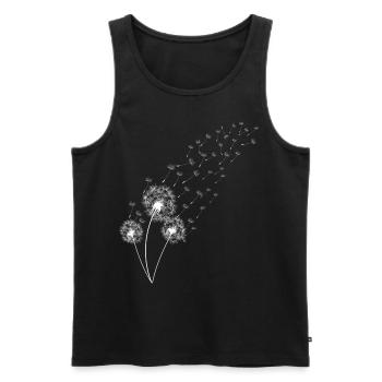 Pissenlit Spore Vol Graines volantes Jardin d’herbes sauvages - Débardeur bio Premium Homme - noir - Devant - AI Model Male 178 light (178cm)