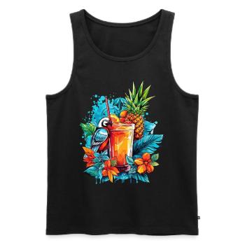 Sommer Cocktail Ananas Ara Papagei Blumen Urlaub - Männer Premium Bio Tank Top - Schwarz - Vorne - Michal (187cm)