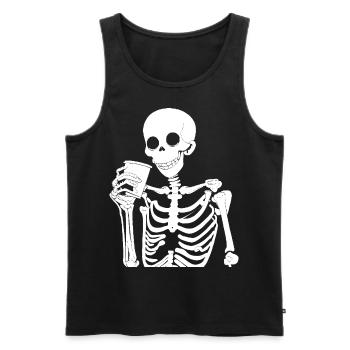 Sarcastic Funny Skeleton Drinking Espresso Coffee - Men's Premium Organic Tank Top - black - Front - AI Model Male 178 light (178cm)