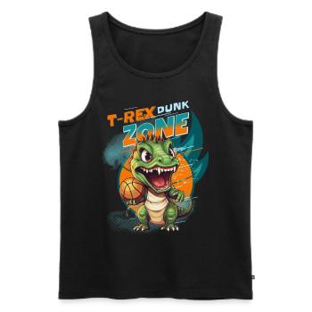 Basketball Dinosaure T-Rex Animal Player Cartoon - Débardeur bio Premium Homme - noir - Devant - Michal (187cm)