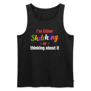 Either I'm sketching or I'm thinking about it - Men's Premium Organic Tank Top - black - Front - AI Model Male 178 light (178cm)