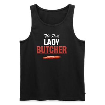 The Real Lady Butcher Barbecue - Men's Premium Organic Tank Top - black - Front - AI Model Male 178 light (178cm)