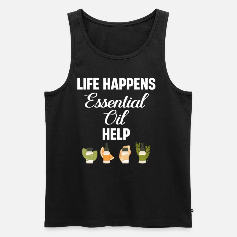 Life Happens Ätherische Öle Helfen - Männer Premium Bio Tank Top - Schwarz