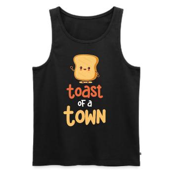 Toast Of The Town Crêpes au pain grillé - Débardeur bio Premium Homme - noir - Devant - Michal (187cm)